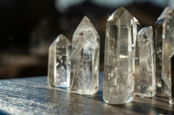 Quartz crystal points on the table